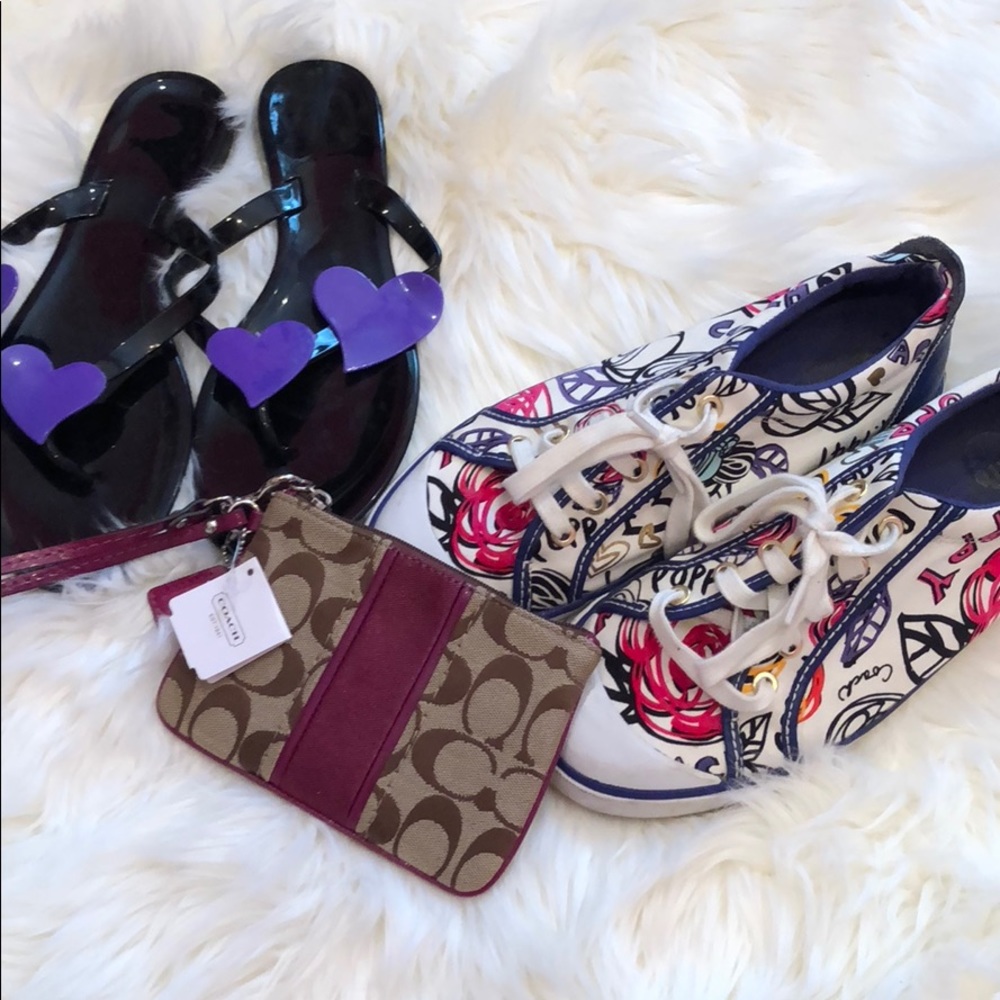 Coach Bundle! Sneakers NEW wristlet &free sandal